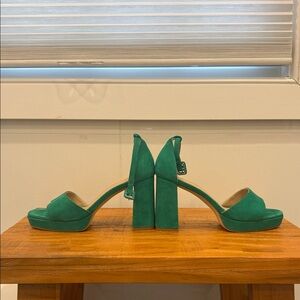 Boden Green Suede Block Heel Sandals - Women's